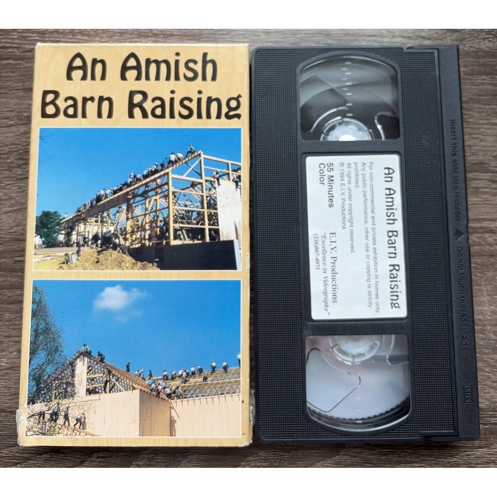 Rare! An Amish Barn Raising VHS Video Tape Inspirational Builder History 55mins